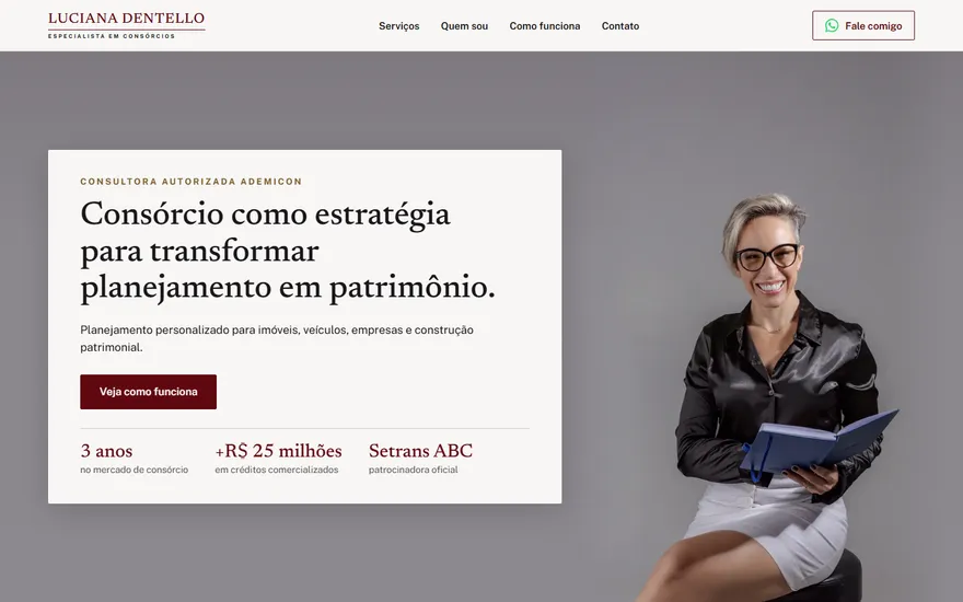 Abertura de lucianadentello.com.br no computador